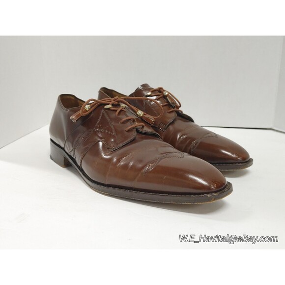 David Eden Men's Leather Shoes Handmade in Italy Brown US Size 10.5/EUR 44.5 - Picture 1 of 16